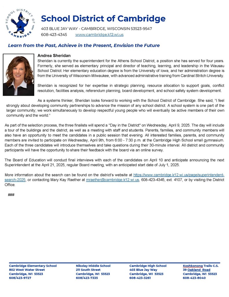 Superintendent Search - Finalists Announced