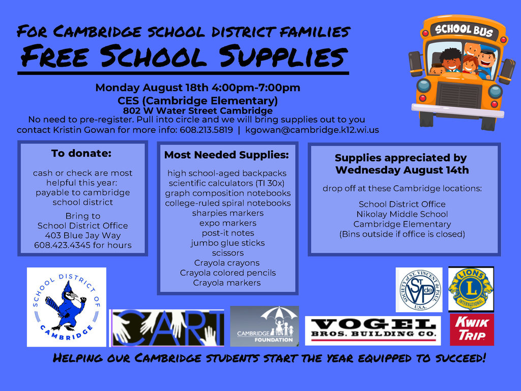 Free School Supplies for Cambridge Families