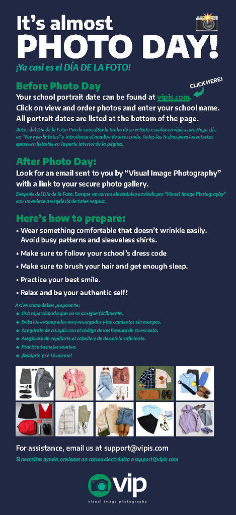 Information for School Photos on 8/26/26