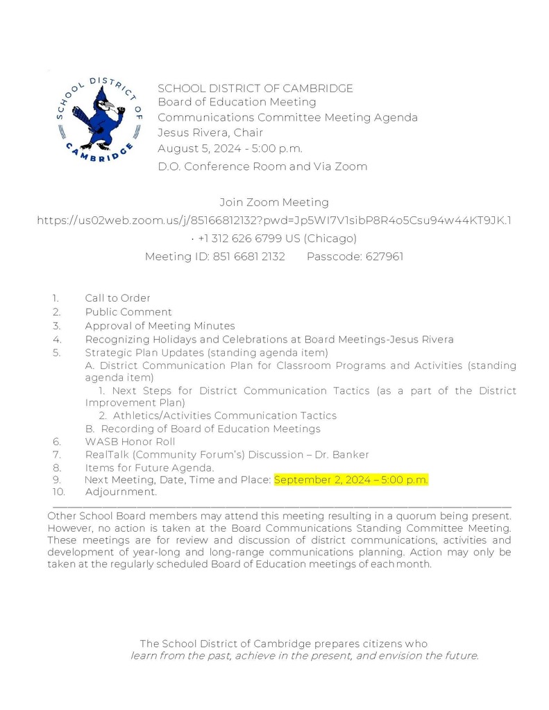 BOE Communications Committee Agenda