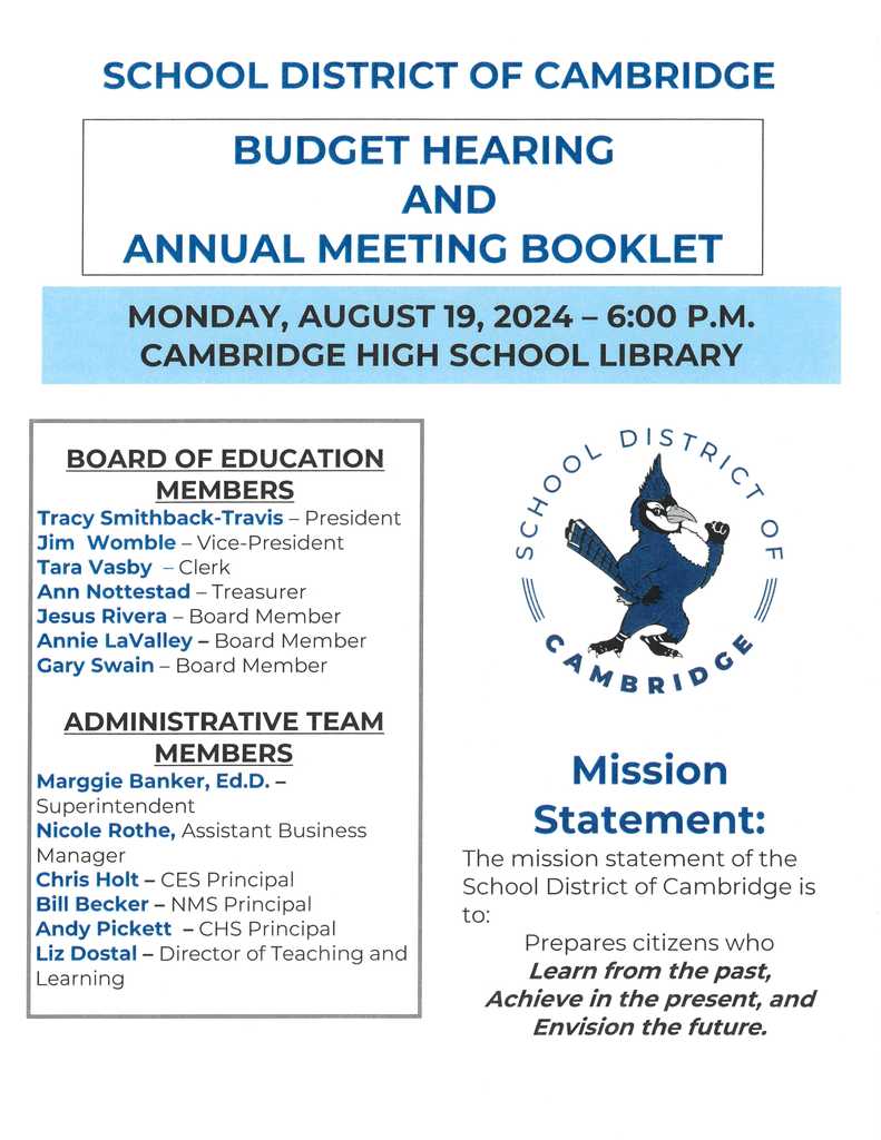Budget Hearing and Annual Meeting Booklet