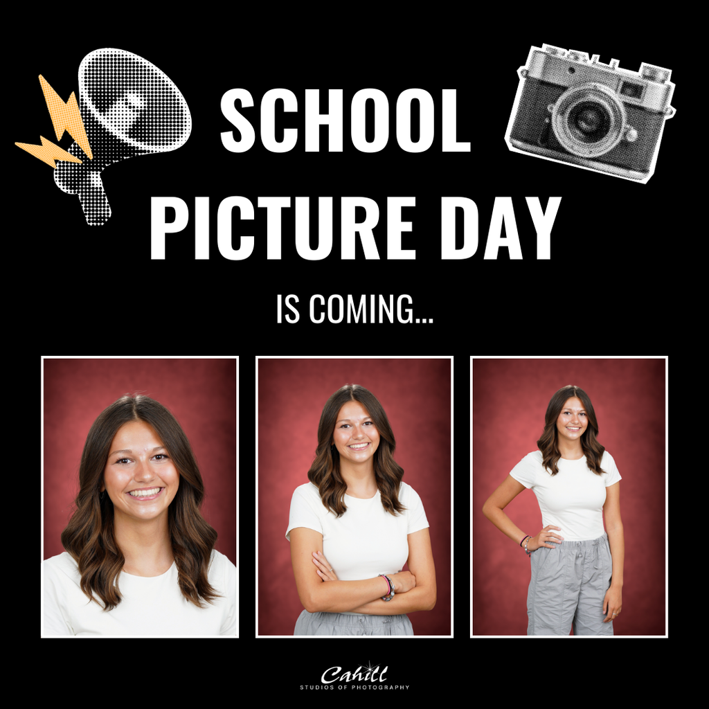 School picture day graphic with 3 different photos of a student