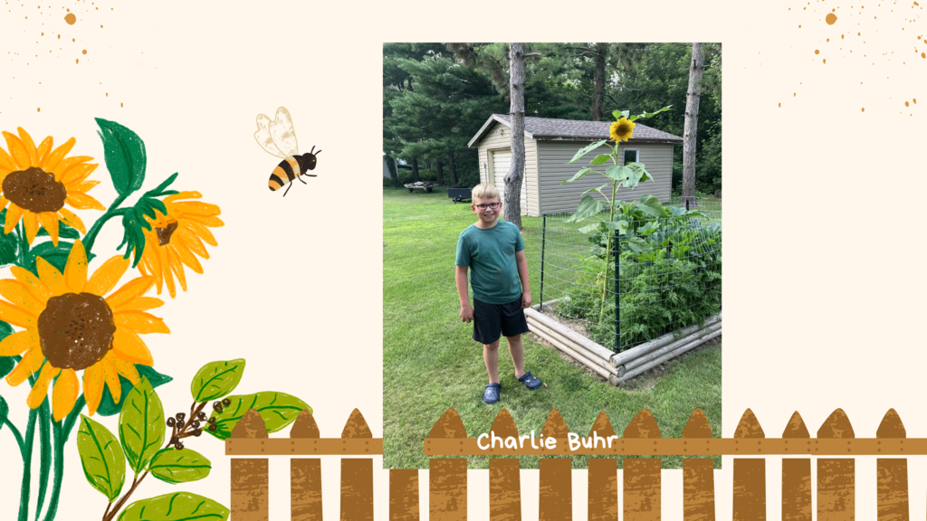 Student with sunflower
