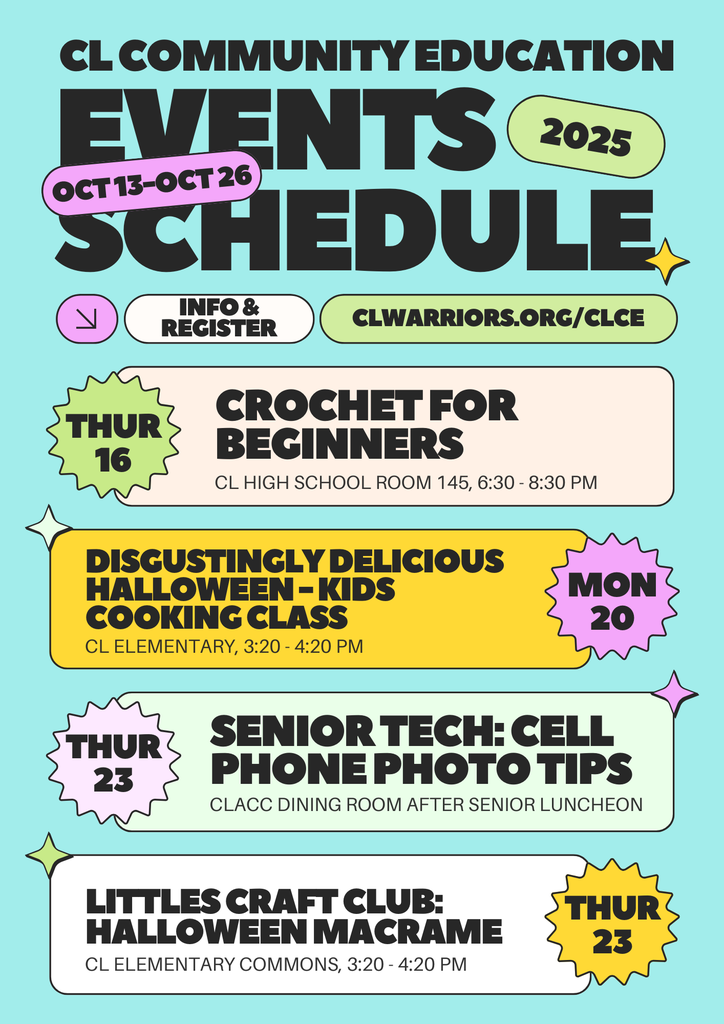 Community Education Schedule