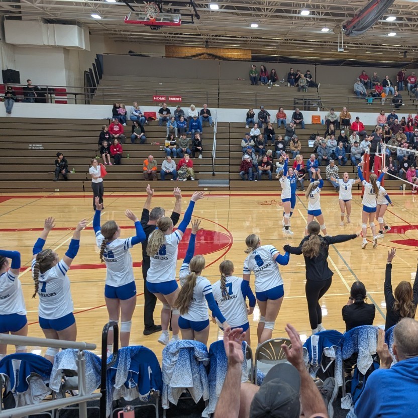 volleyball players celebrating