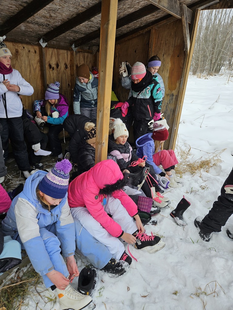 Lacing up skates!