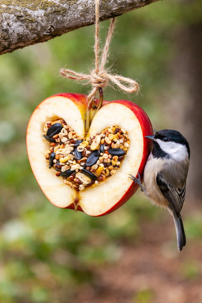 Apple bird feeder