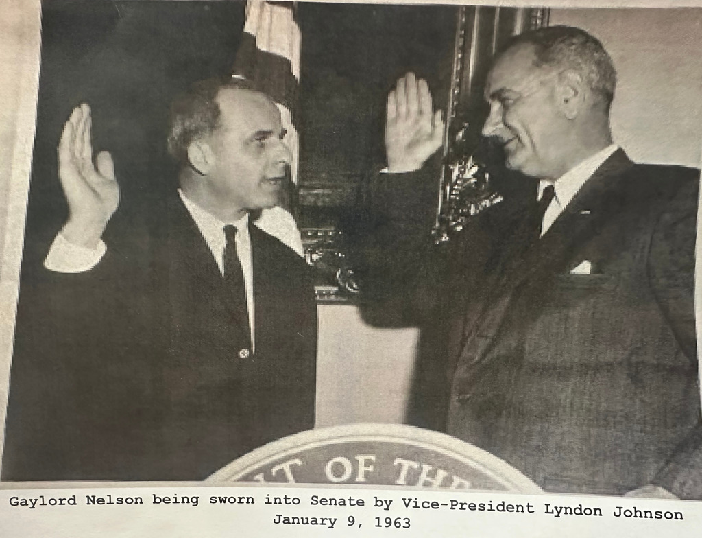 Nelson being sworn into the U.S. Senate in 1963