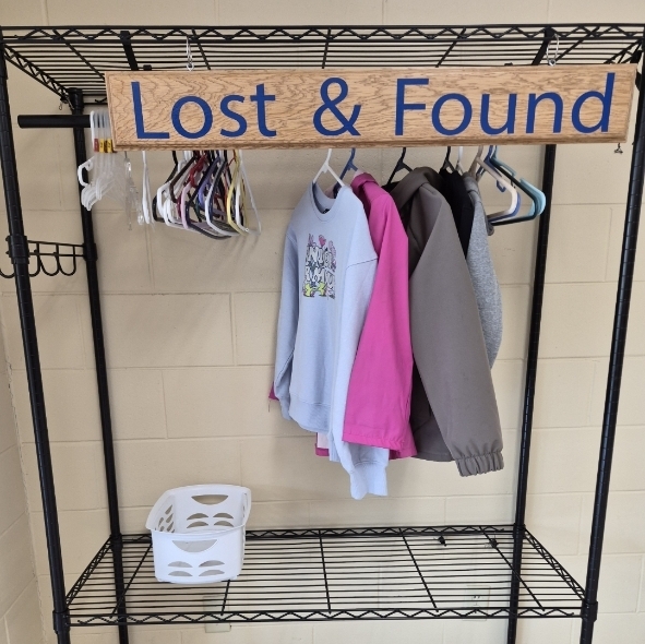 clothes rack with sweatshirts