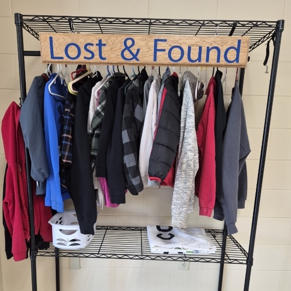 rack of lost clothing items