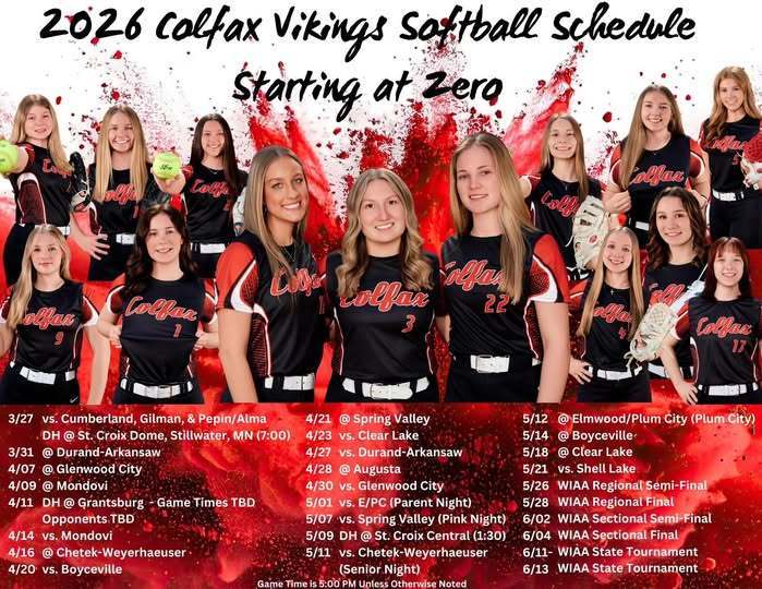 Colfax Vikings Softball Schedule