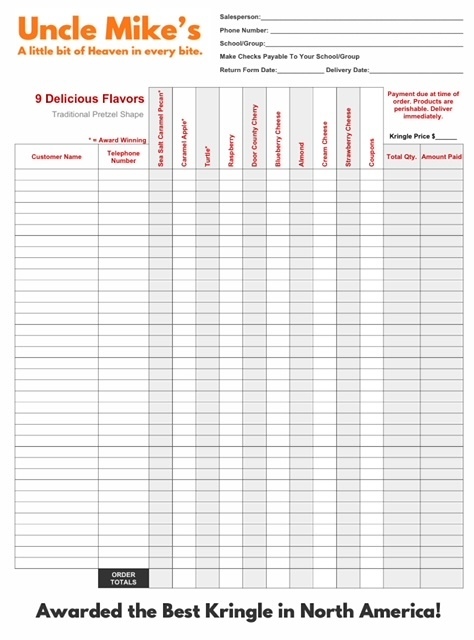 Uncle Mike's order form