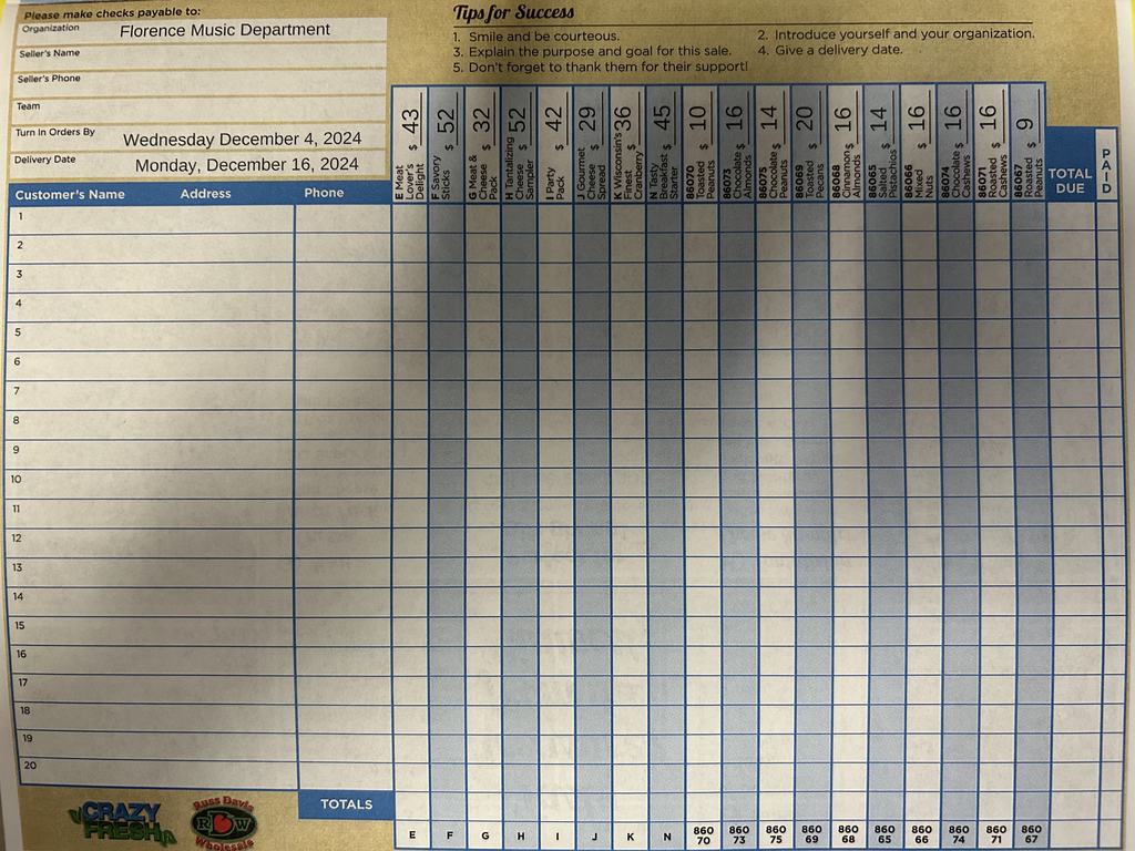 2024 Fruit Sale Meat Cheese Order Form