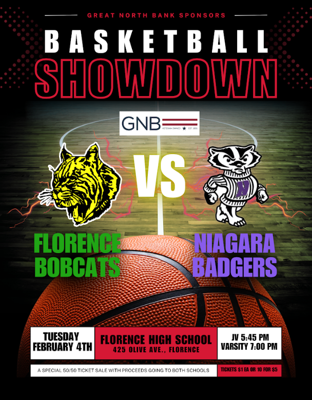 Great North Bank Sponsored Basketball Showdown Florence vs Niagara February 4th - JV @ 5:45 Varsity at 7:00