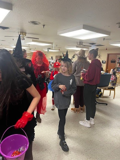 Students dressed up for Halloween at Nursing Home