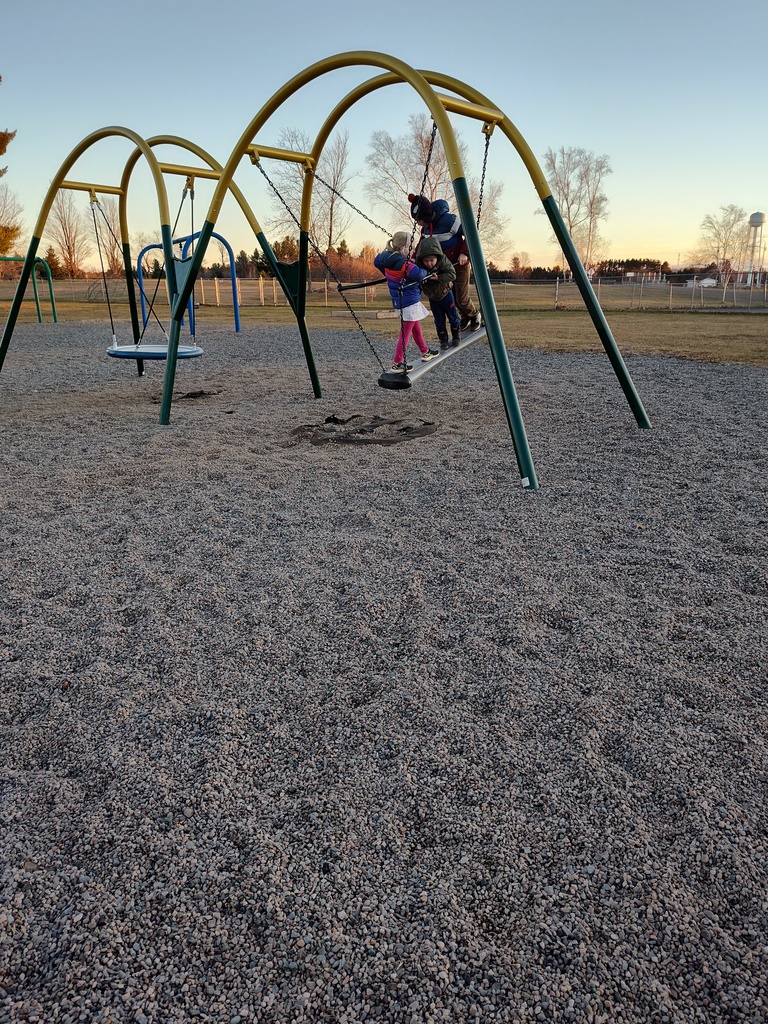 Bobcat care kids outside on swing