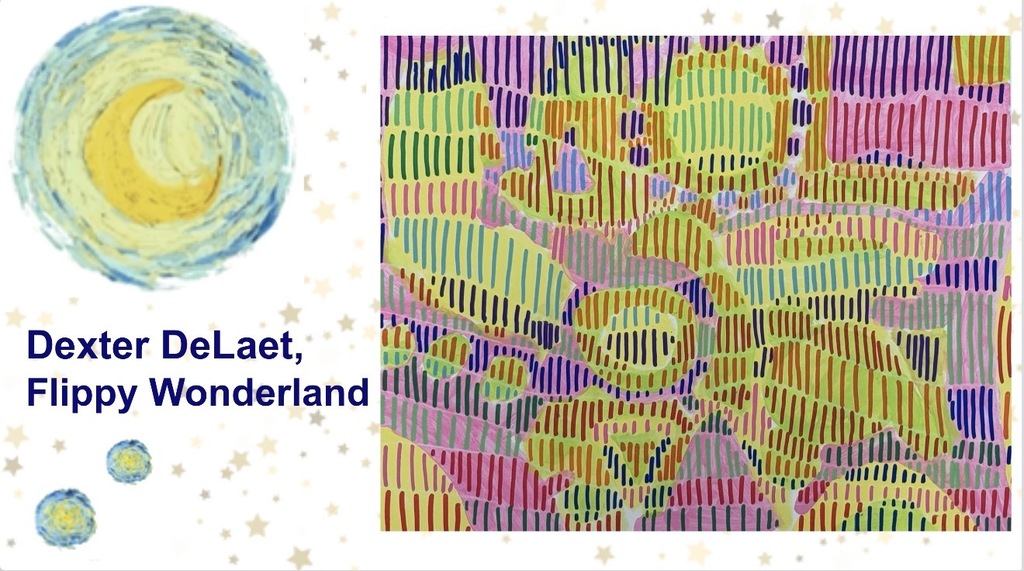 Abstract Art in shades of pink green, blue and purple  made by Dexter DeLeat