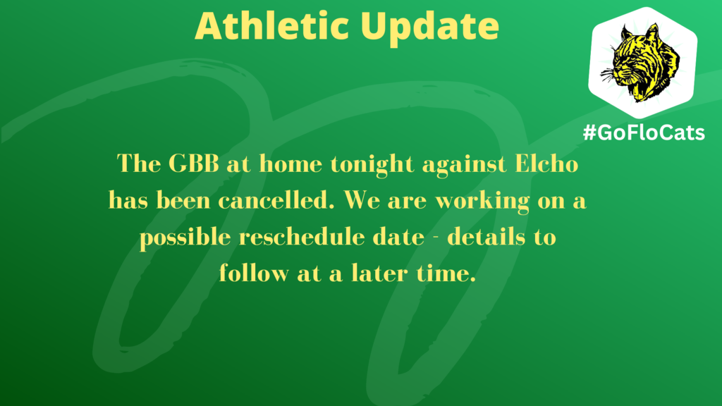 he GBB at home tonight against Elcho has been cancelled. We are working on a possible reschedule date - details to follow at a later time.