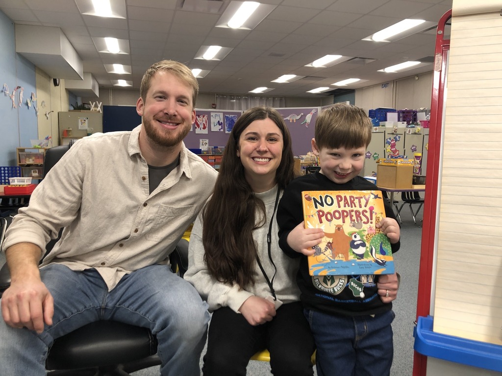 Mrs. Shuda’s 4K class at Purdy Elementary had a big surprise when one student’s parents walked in as Mystery Readers! 📚 Mr. Grif Moehling and Mrs. Amanda Moehling, the SDFA’s Director of Buildings and Grounds, shared No Party Poopers by Gretchen Brandenburg McLellan. This fun animal tale had the whole class laughing and proved there are absolutely PAWSitively no party poopers here! 💩🐾