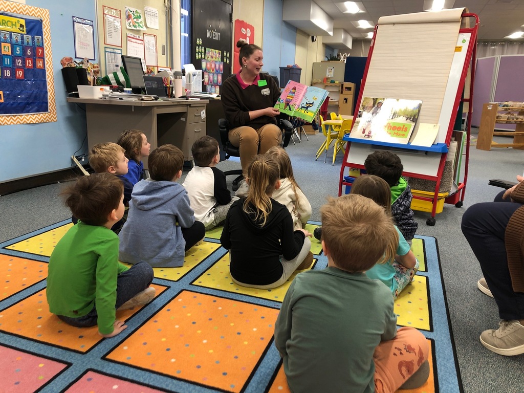 Mrs. Shuda's 4K morning class at Purdy Elementary does when Fort's Frostie Freeze owner Ms. Brianne stops by to be a mystery reader!  Ms. Brianne read Kimberly & James Dean's book PETE THE CAT SCREAMS FOR ICE CREAM!  As Pete makes his way to the Just Chillin' Ice Cream van, he stops to help friends in need.  Will he make it in time to get an ice cream treat?
