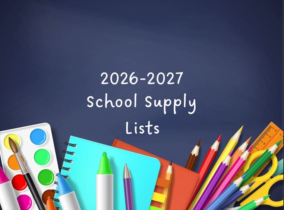 colored pencils, paint, markers, ruler, notebooks, art supplies