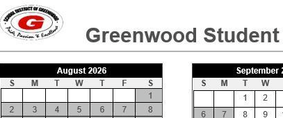 2026-2027 Greenwood Student Calendar