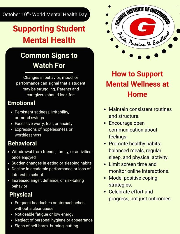 flyer about supporting mental health for students 