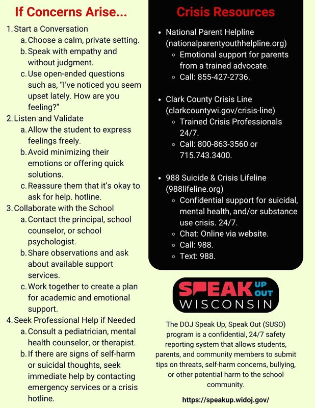 flyer explaining resources for students struggling with mental health. black and white lettering on black and white background