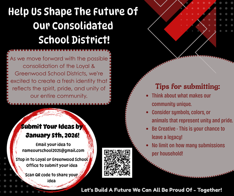 rectangular shaped box with words in it, circles with words in them, QR code, black background