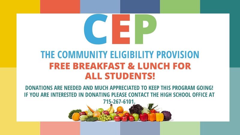 Community Eligibility Provision Program donations needed, colorful flier, coloful fruit