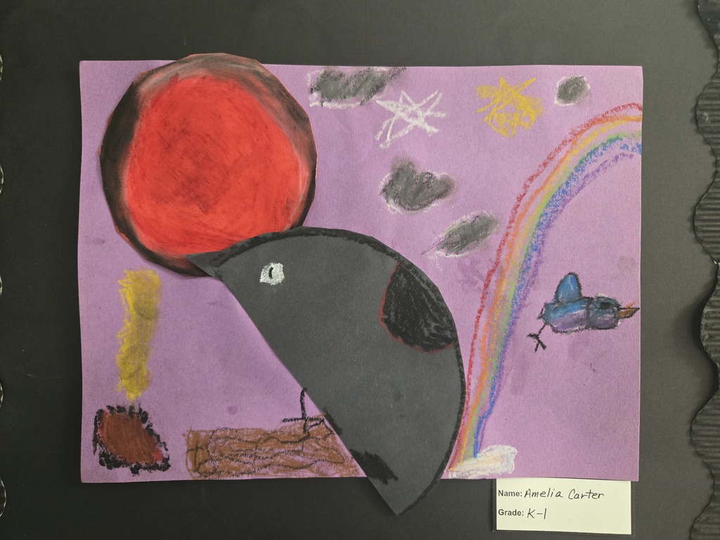 Kindergarten student's adaptation of Aboriginal folktale featuring blood moon.
