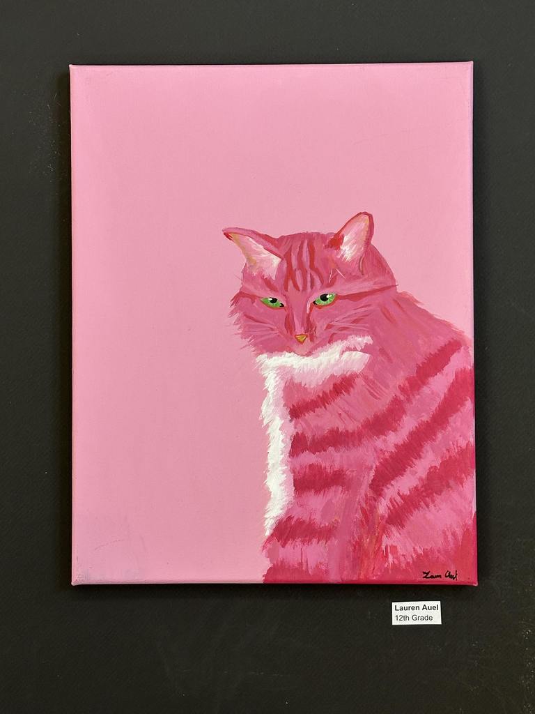 portrait of a cat in pink