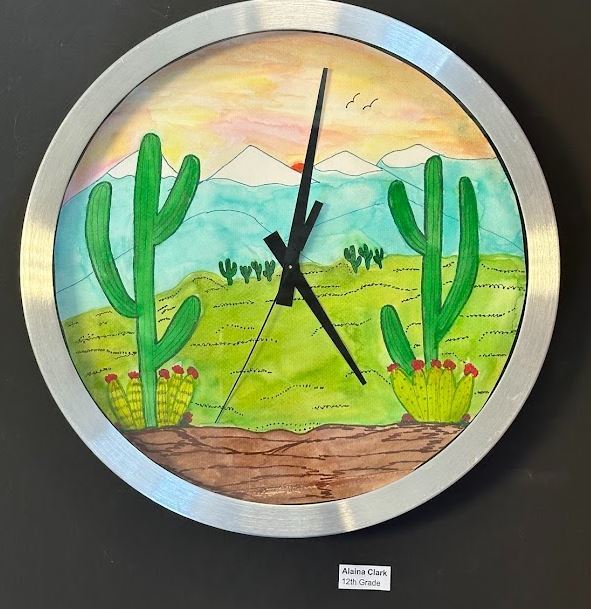 Clock with desert background