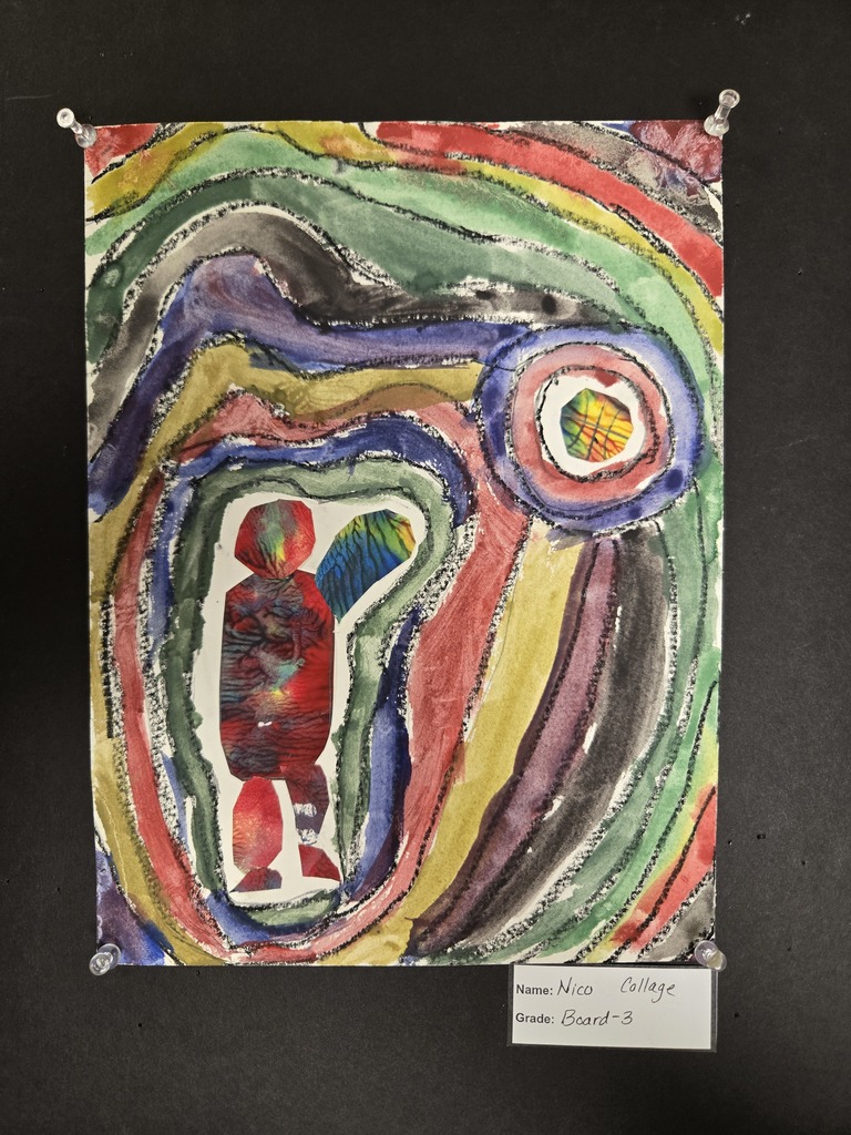 Watercolor image of student playing basketball within a rainbow.