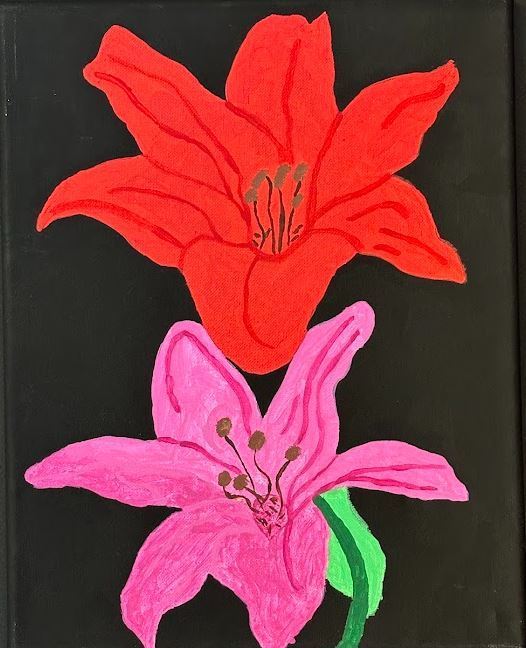 red and pink flowers painted