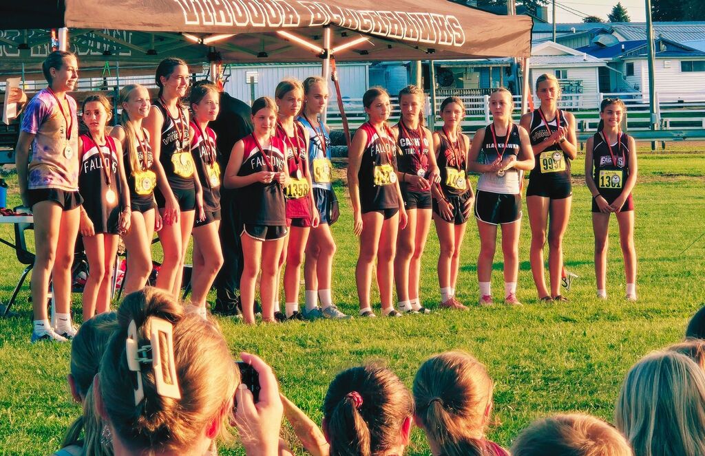 Students from different district pictured with MS Awards at cross country.