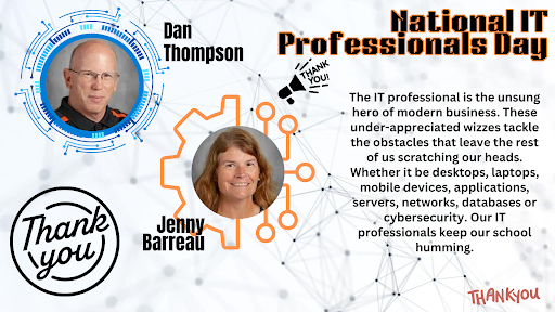 Image of Dan Thompson and Jenny Barreau celebrating National IT Professionals Day