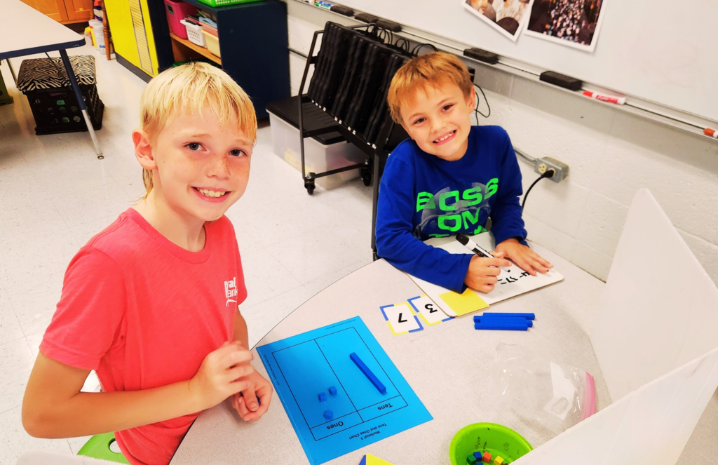 Students practice math