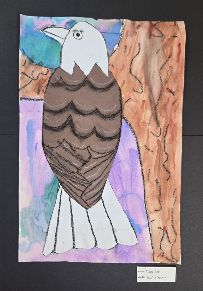 Eagle artwork by student using paper and crayon