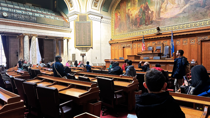 Students in assembly room