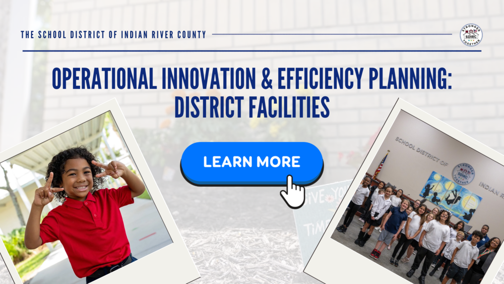 Phase 2 Innovation Graphic with student in red polo and group photo of students after a Board Awards and Presentations