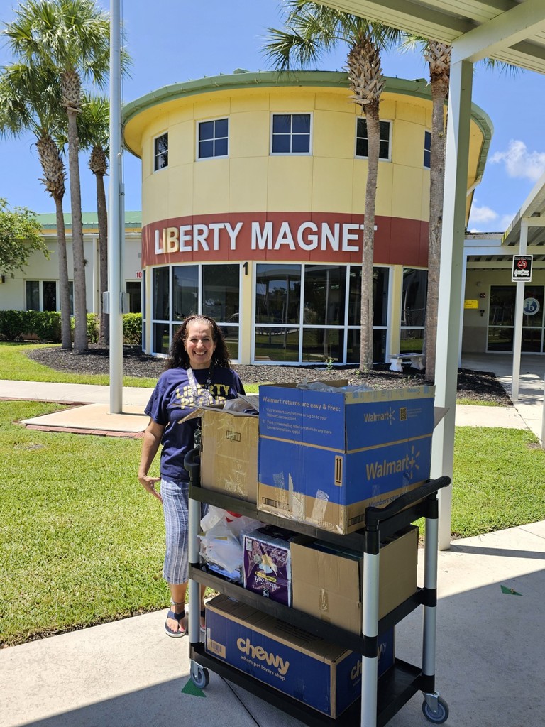 Amy M with school supplies