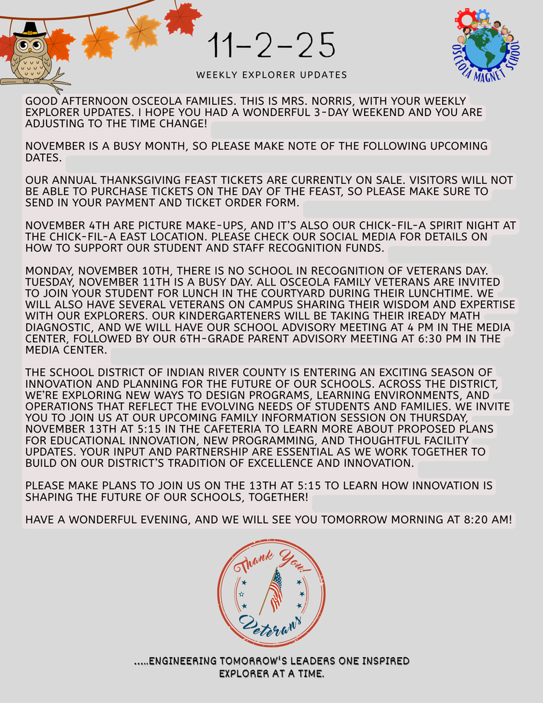 11-2-25 Explorer Updates