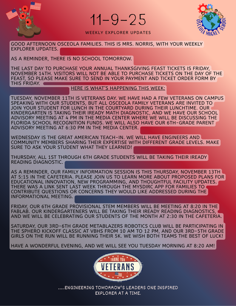 weekly explorer updates