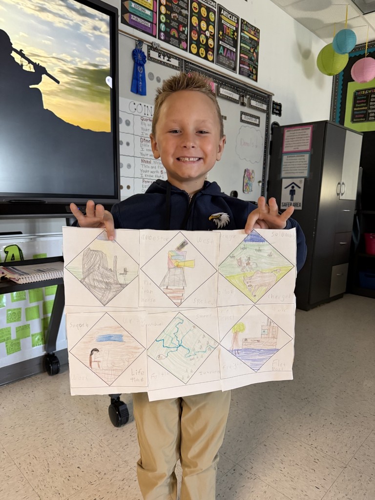 student showing project