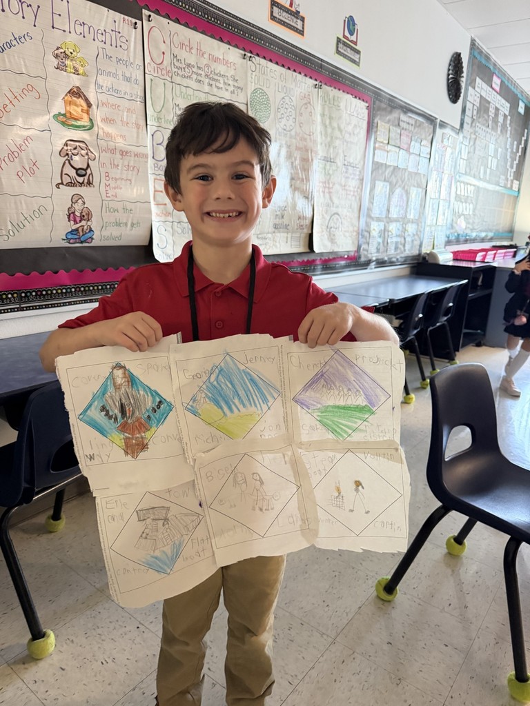 student showing project