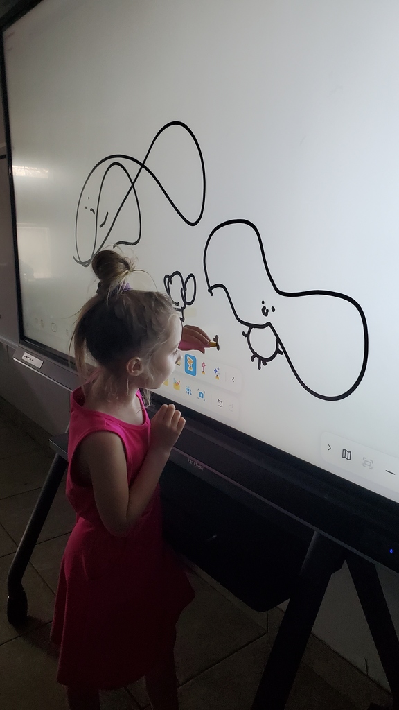 Student using the touchscreen