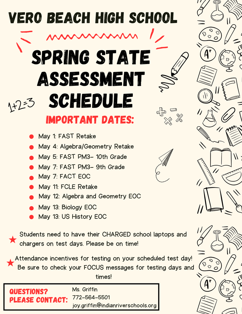 Spring State Assessment Schedule