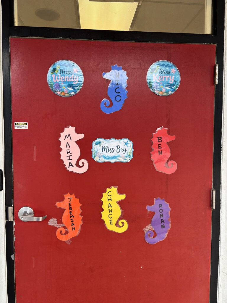 door with seahorses decor
