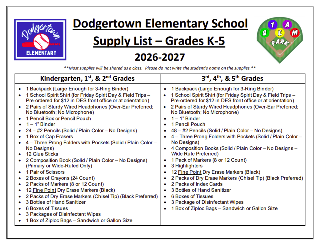 School Supply List